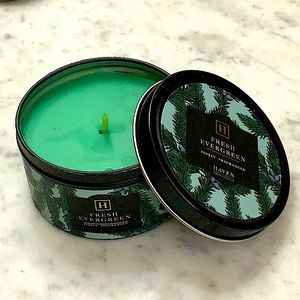 HAVEN STREET CANDLE FRESH EVERGREEN  RICHLY SCENTED 1 WICK TIN GREEN SOY WAX NEW